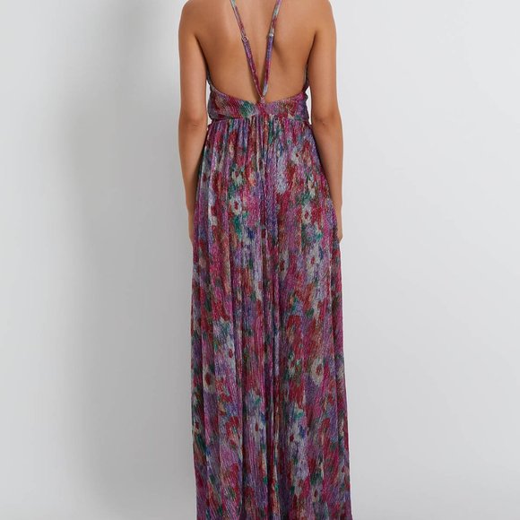 patbo printed lurex keyhole gown-size 2 - Picture 3 of 5